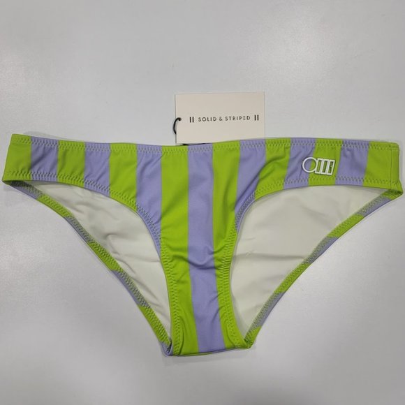 Solid & Striped Elle Bikini Bottom Lavender Lime Stripe Size Small - Picture 2 of 9